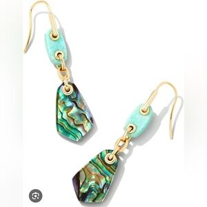 KENDRA SCOTT ASHLYN MULTI STONE DROP EARRINGS - GOLD TEAL/ABALONE MIX